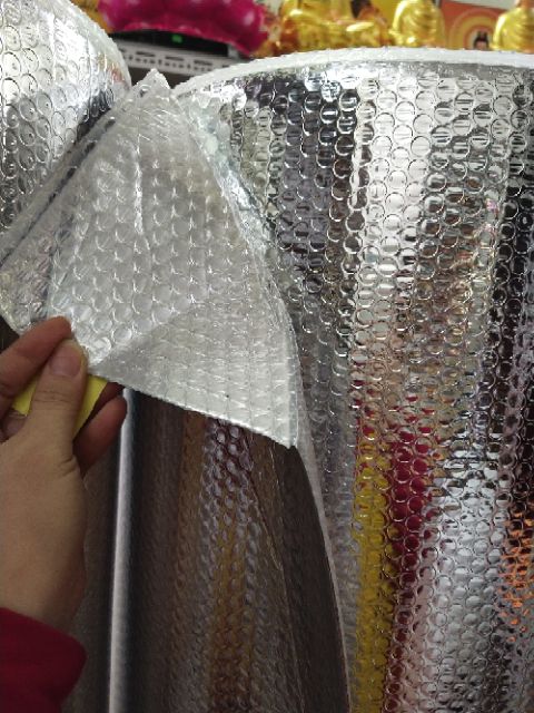 Cuộn 40m khổ 1m55 tấm túi khí cách nhiệt - cách nhiệt mái tôn chống nóng, cách âm mặt bạc trong xốp khí