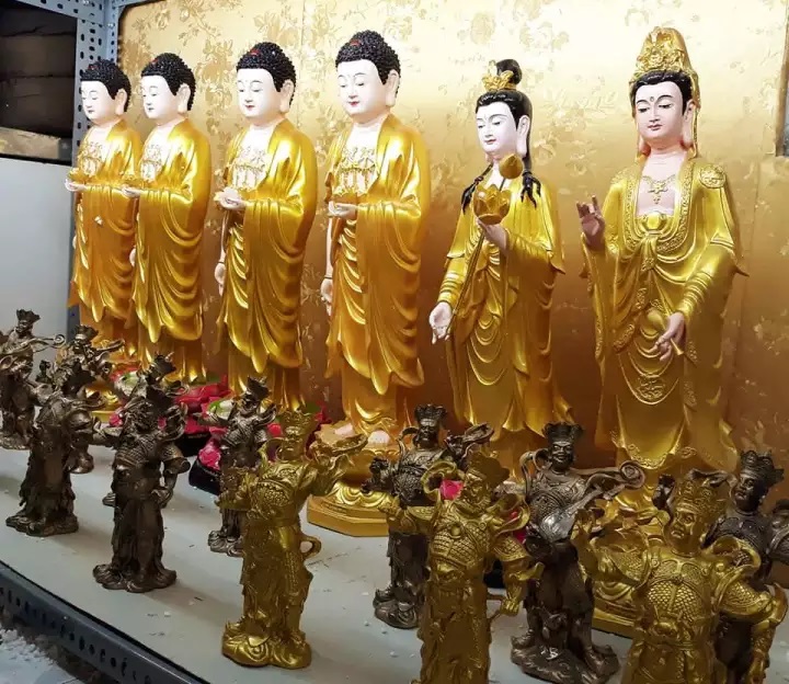 Tượng Phật A Di Đà Cao 90cm nhũ sen vang