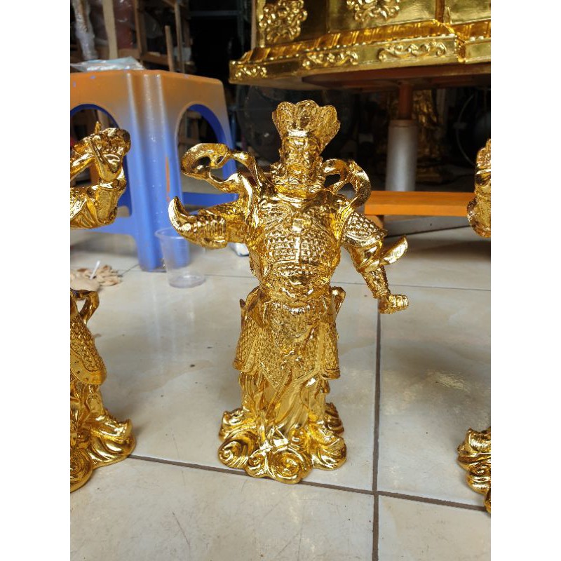 Bộ 4 tượng Tứ đại thiên vương dát vàng 20cm