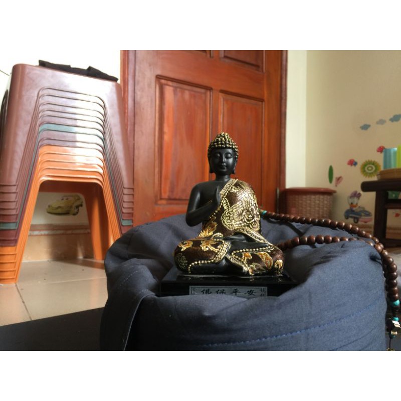 Tượng Phật - Tượng Phật đen - Tượng Phật Thích Ca đá 15cm