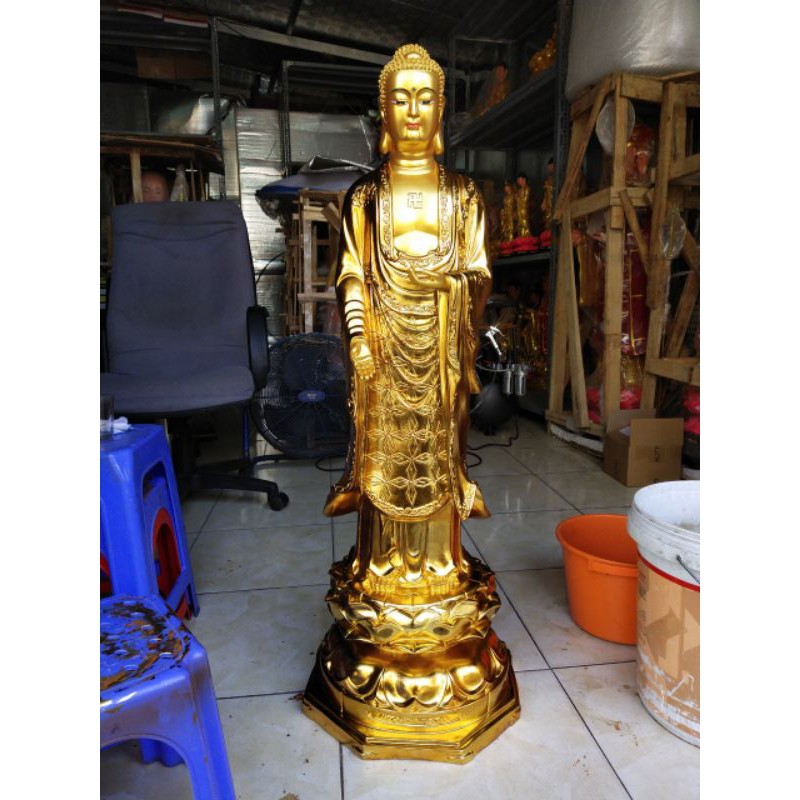 Tượng Phật Di Đà dát vàng 1.1m