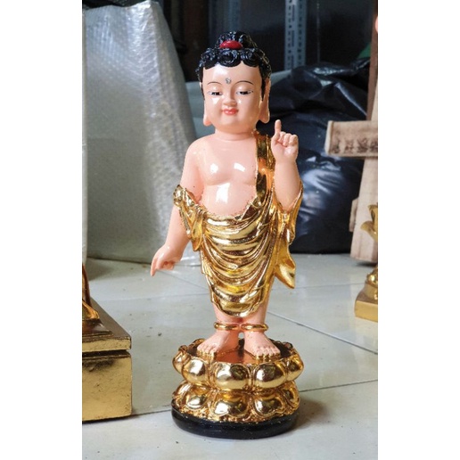 Tượng Phật đản sanh 25cm dát vàng