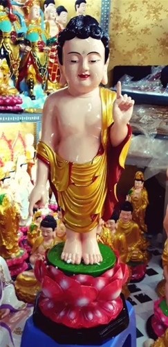 Phật đản sanh kiểu nhật sen hồng 90cm