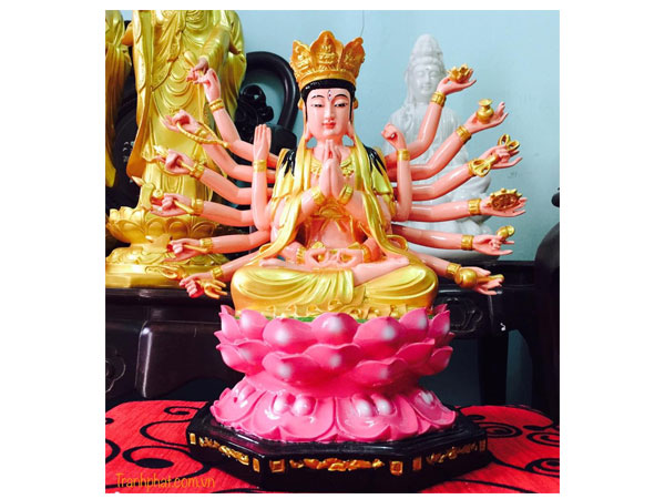 Phật Chuẩn Đề 40cm sen hồng