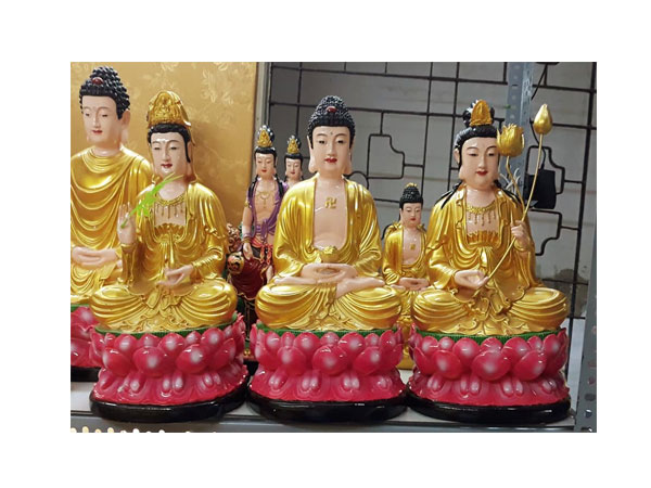 Tam thánh 40cm nhũ vàng sen hồng
