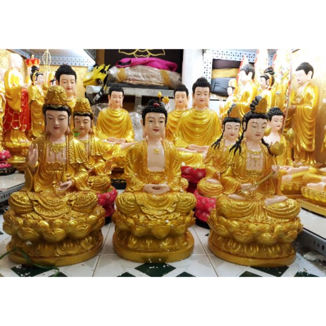 Bộ tượng Tây phương tam thánh ngồi 50cm